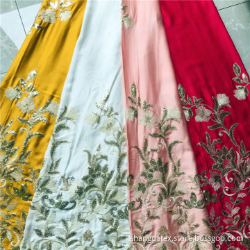 Rayon Satin Plain Dyed With Spangle Embroidery